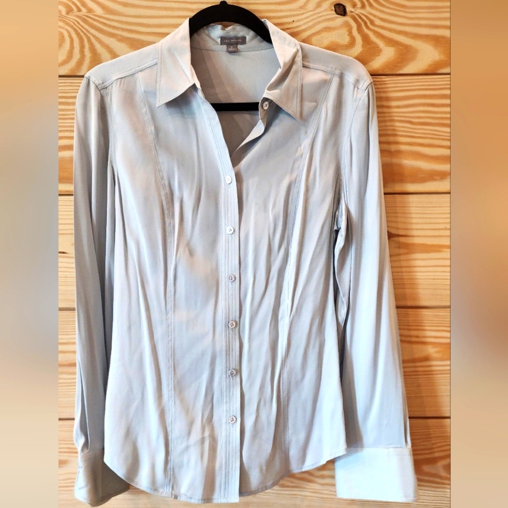 Silk blend fitted button top Ann Taylor